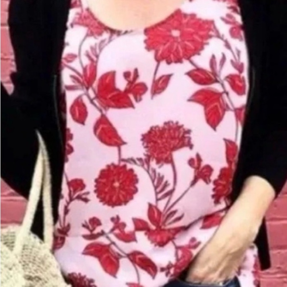 CAbi Pink and Red Floral Camisole
